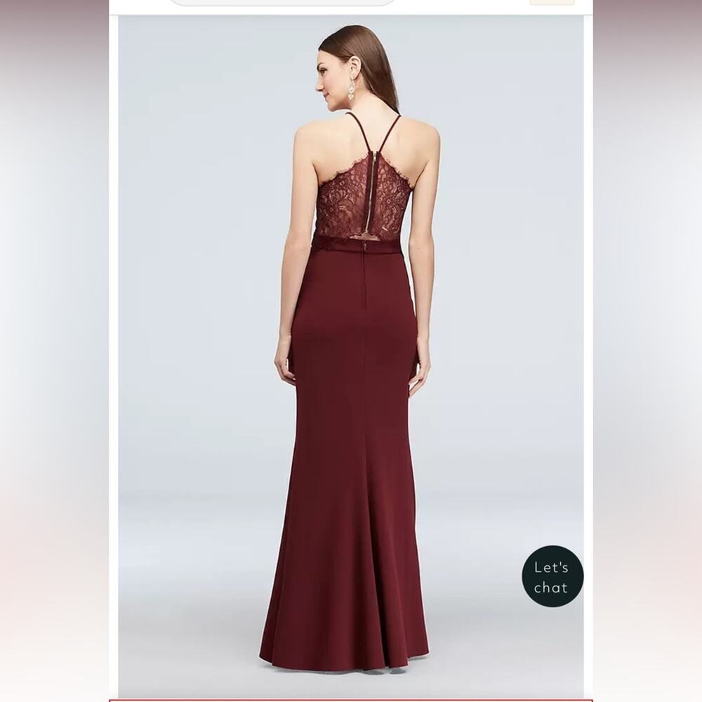 City Triangles maroon dress with lace back and slit - Picture 2 of 7